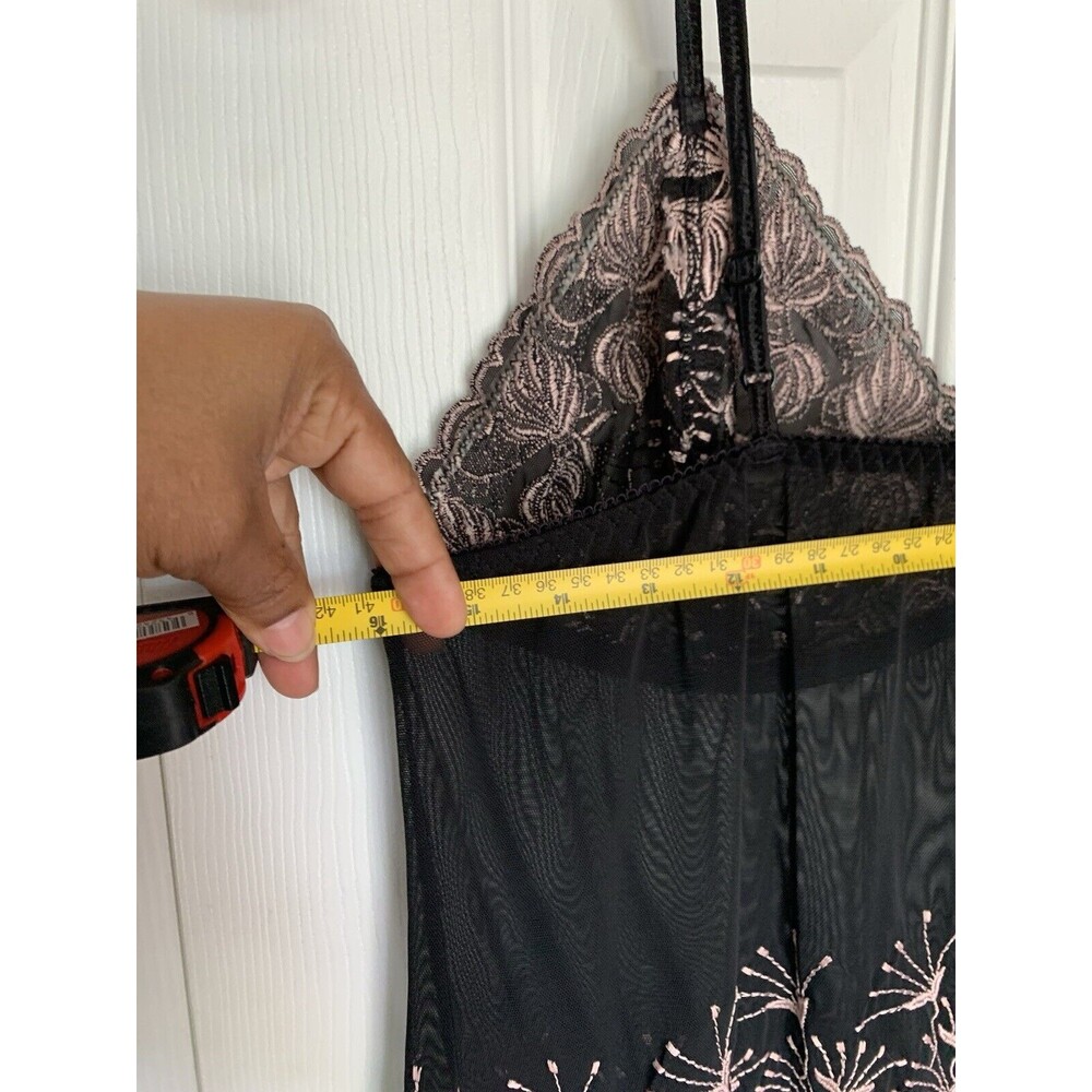 Cacique cami lingerie black lace sheer embroidered stretch 14/16 - Picture 15 of 16